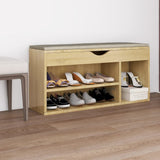 VIDAXL -Schuhbank mit Kissen 104x30x49 cm verarbeitetes Holz Sonoma Eiche