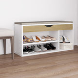 Vidaxl Shoe Bench and Cushion 104x30x49 cm Wood White Sonoma Oak