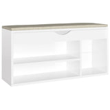 Vidaxl Schuhbank mit Kissen 104x30x49 cm verarbeitetes Holz Hochglanz weiß