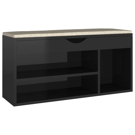Vidaxl Schuhbank mit Kissen 104x30x49 cm Holz Hochglanzschwarz schwarz