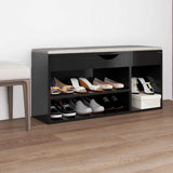 Vidaxl Schuhbank mit Kissen 104x30x49 cm Holz Hochglanzschwarz schwarz