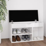 VidaXL shoe bench with cushion 80x30x47 cm processed wood high gloss white