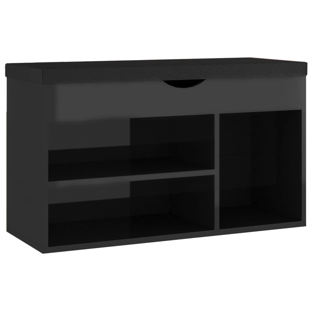 VidaXL shoe bench with cushion 80x30x47 cm wood high gloss black