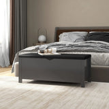 Vidaxl opbergbox met kussen 105x40x45 cm bewerkt hout grijs