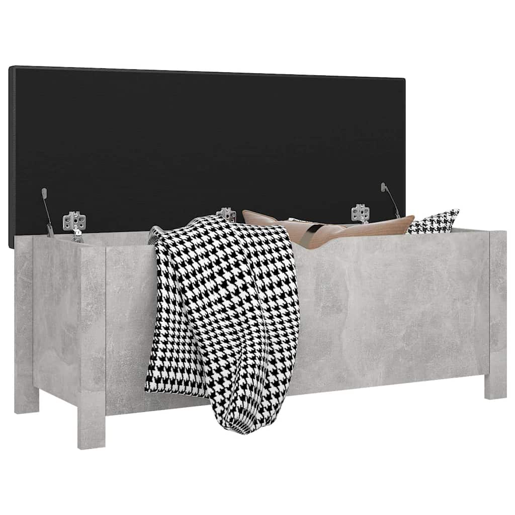 Vidaxl opbergbox met kussen 105x40x45 cm bewerkt hout betongrijs