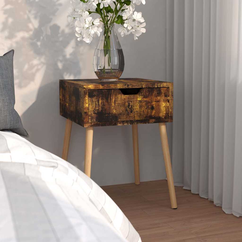 Vidaxl nachtkastje 40x40x56 cm bewerkt hout gerookt eikenkleurig