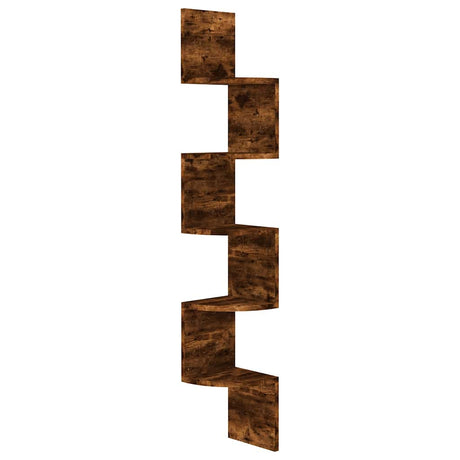 Vidaxl hoekwandschap 19x19x123 cm bewerkt hout gerookt eikenkleurig