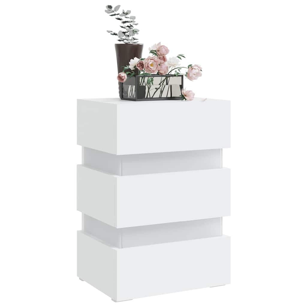 Vidaxl 326846 nachtkastje led 45x35x67 cm bewerkt hout wit