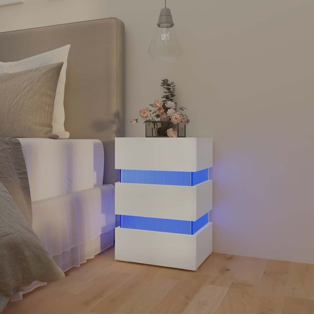 Vidaxl 326846 nachtkastje led 45x35x67 cm bewerkt hout wit