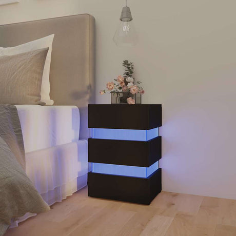 Vidaxl 326846 nachtkastje led 45x35x67 cm bewerkt hout zwart