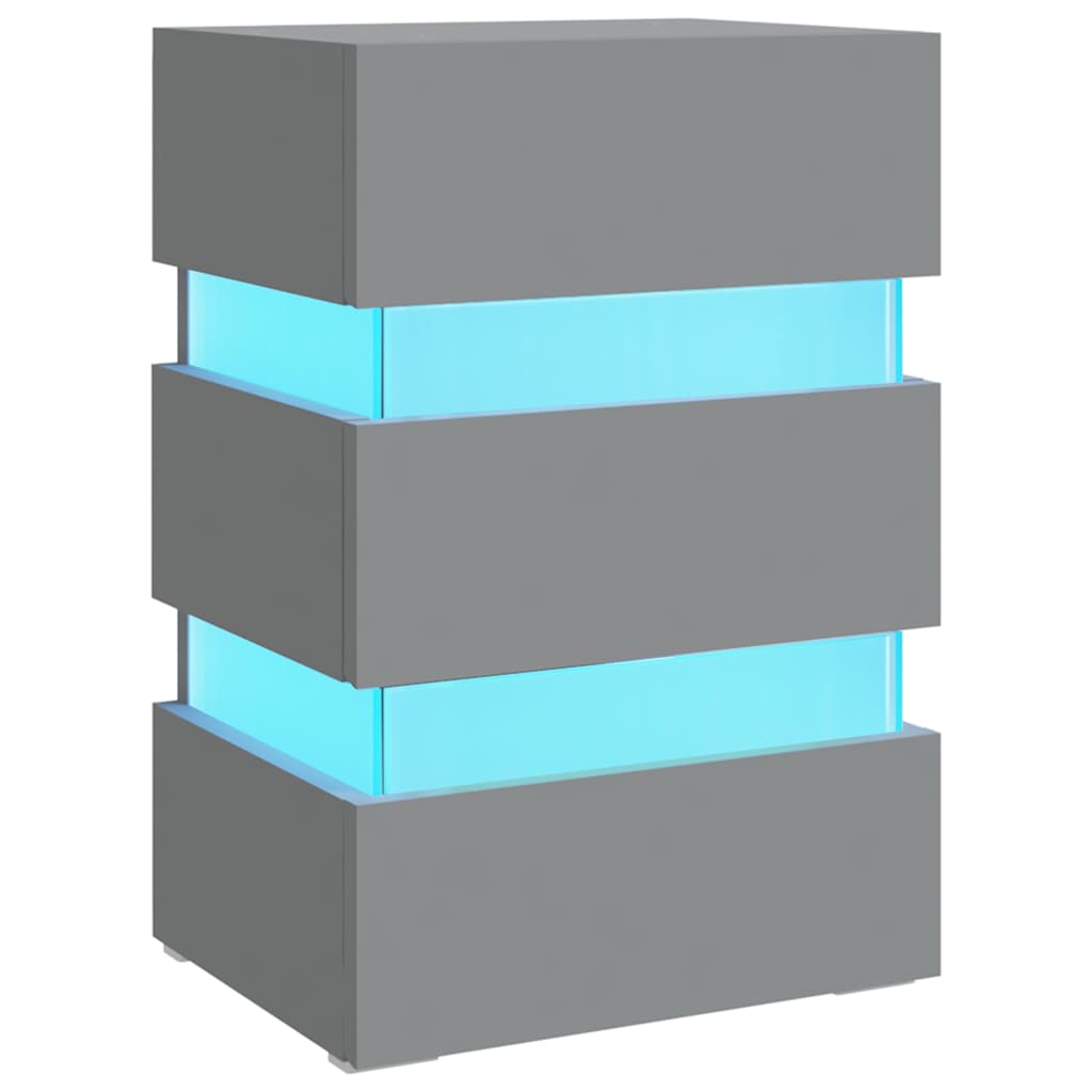 Vidaxl 326846 nachtkastje led 45x35x67 cm bewerkt hout grijs