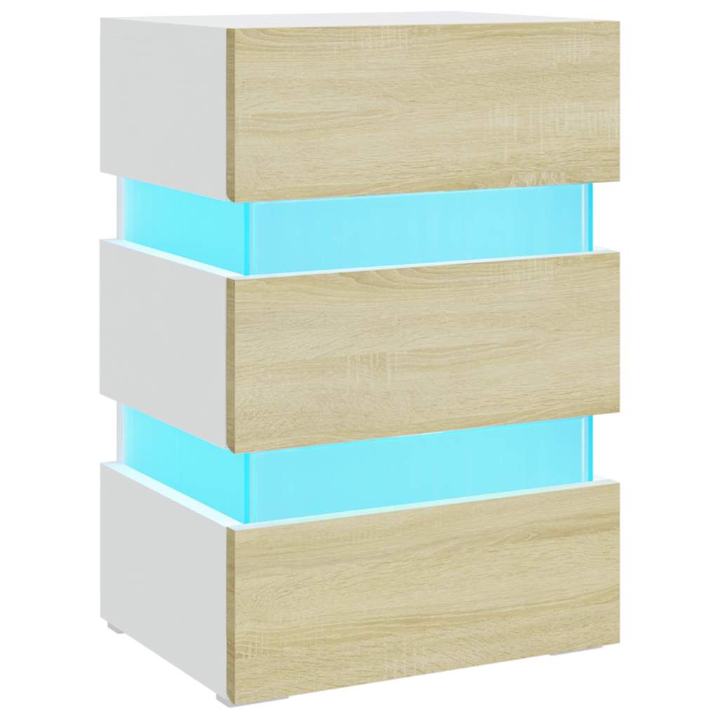 Vidaxl 326846 nachtkastje led 45x35x67 cm bewerkt hout wit