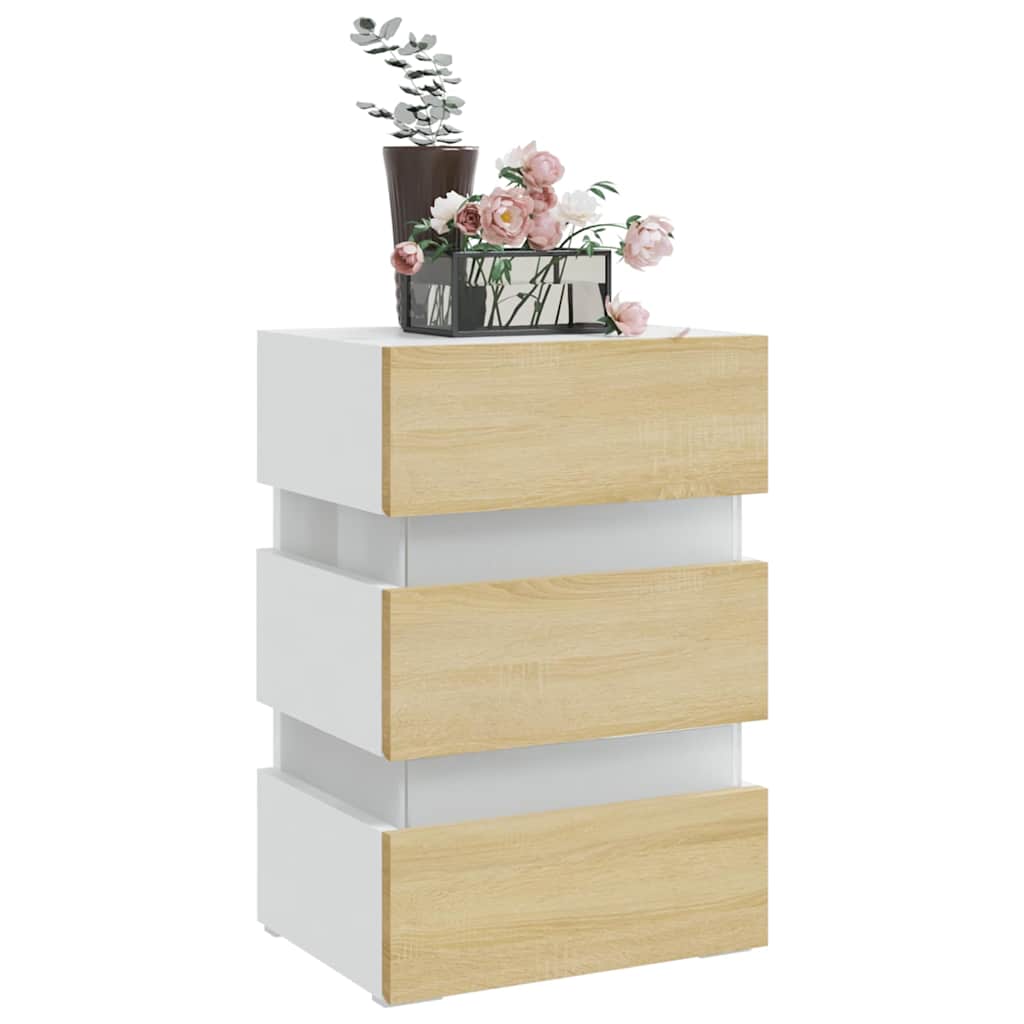 Vidaxl 326846 nachtkastje led 45x35x67 cm bewerkt hout wit