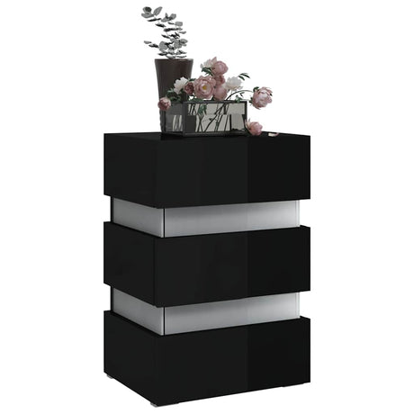 Vidaxl 326846 nachtkastje led 45x35x67 cm bewerkt hout hoogglans zwart
