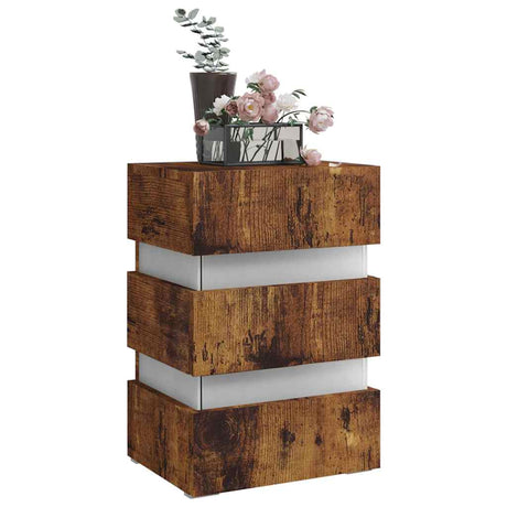 Vidaxl nachtkastje 45x35x67 cm bewerkt hout gerookt eikenkleurig