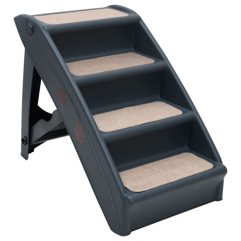 Vidaxl Dog Staircase 4 étapes pliantes gris foncé