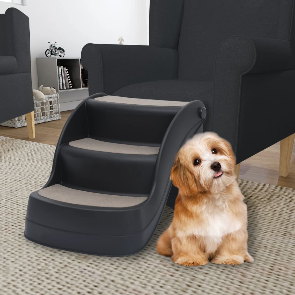 Vidaxl Dog Staircase 3 étapes pliable noir