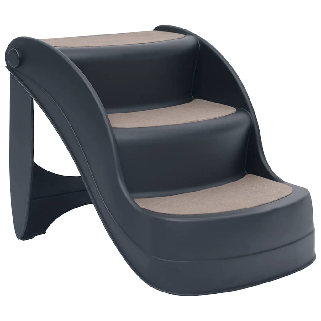VidaXL Hundetreppe 3 Stufen klappbar dunkelgrau