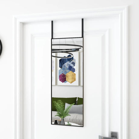 Vidaxl -Türspiegel 30x80 cm Glas und Aluminiumschwarz