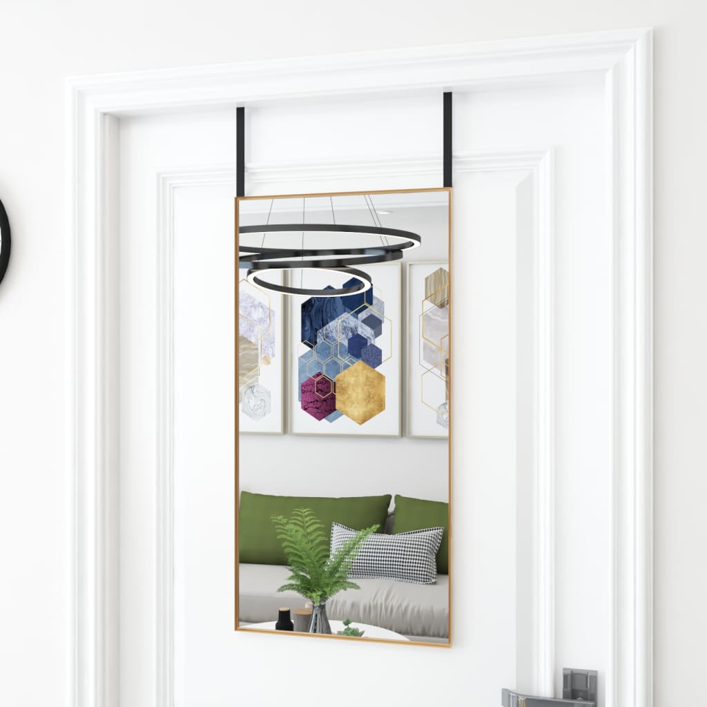 Miroir de porte vidaxl 40x80 cm en verre et en aluminium or de couleur