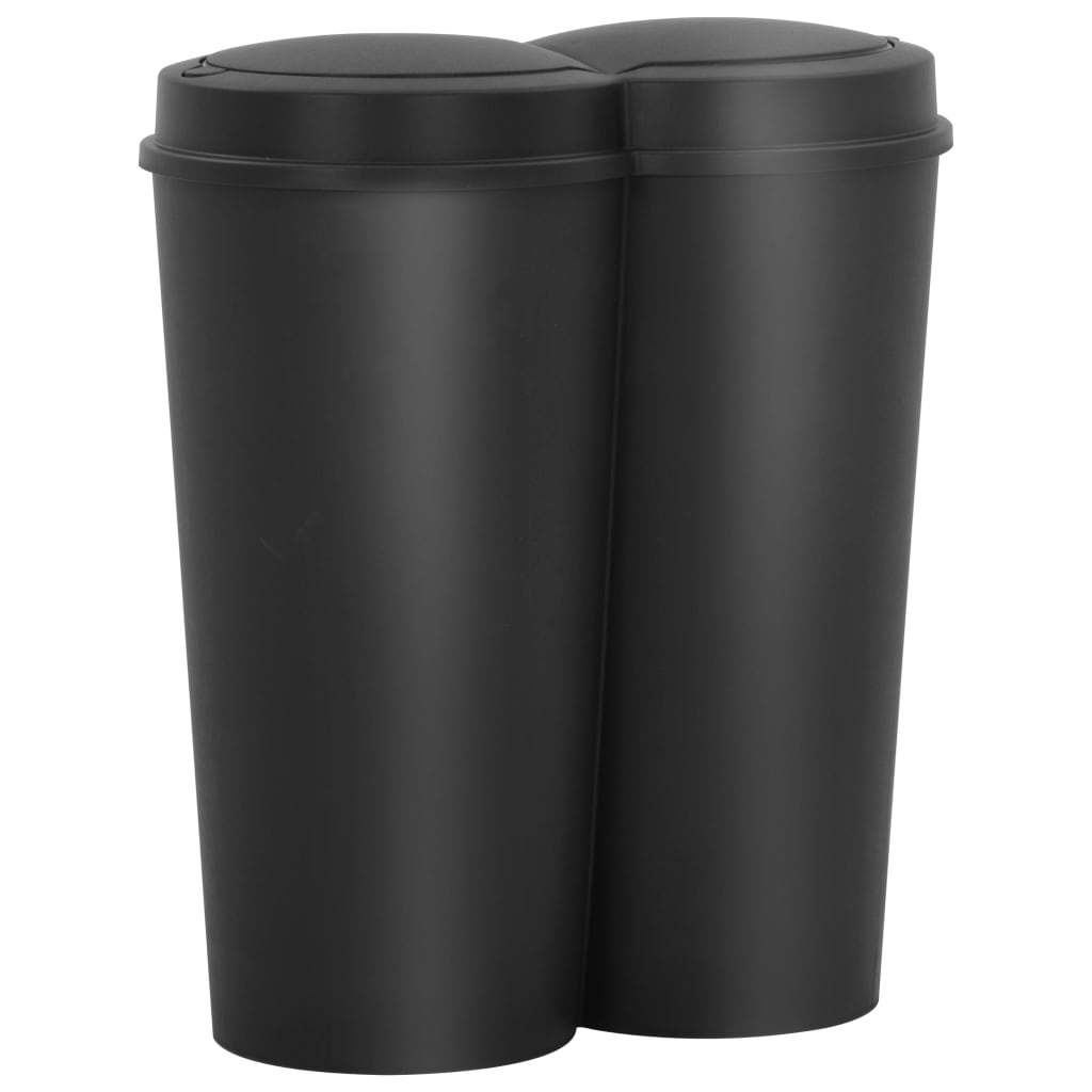 VidaXL Trash can Double 50 L Black