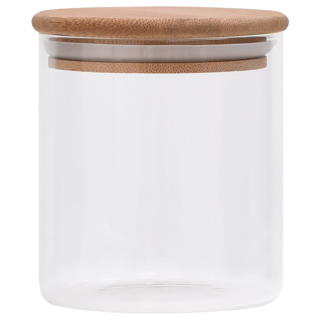 Pots de rangement Vidaxl avec couvercle de bambou 6 st 600 ml de verre