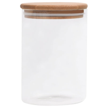 VIDAXL -Aufbewahrungstöpfe mit Bambusdeckeln 4 ST 800 ml Glas