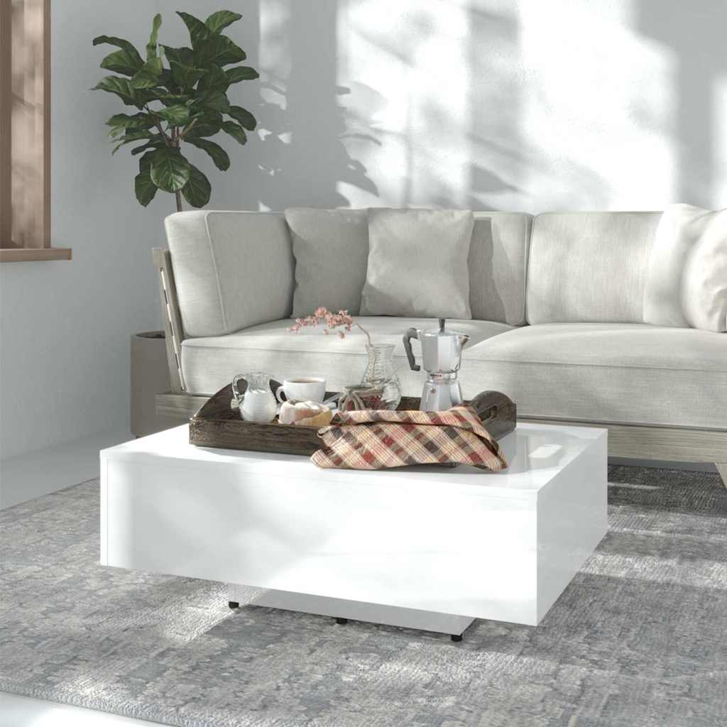 Vidaxl salontafel 85x55x31 cm bewerkt hout hoogglans wit