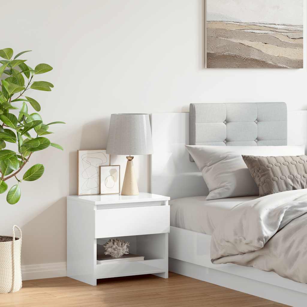 Vidaxl nachtkastje 40x30x39 cm bewerkt hout hoogglans wit