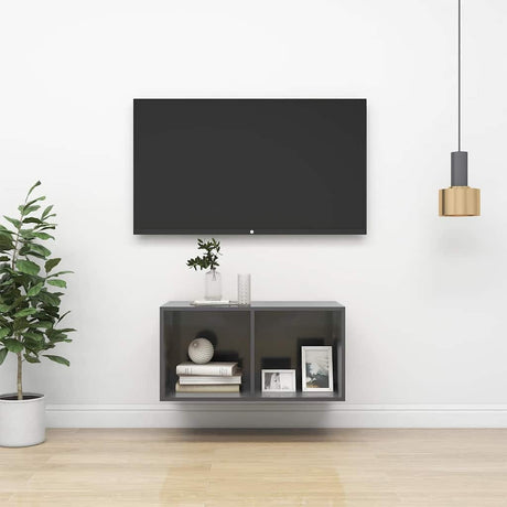 Vidaxl tv-wandmeubel 37x37x72 cm bewerkt hout hoogglans grijs