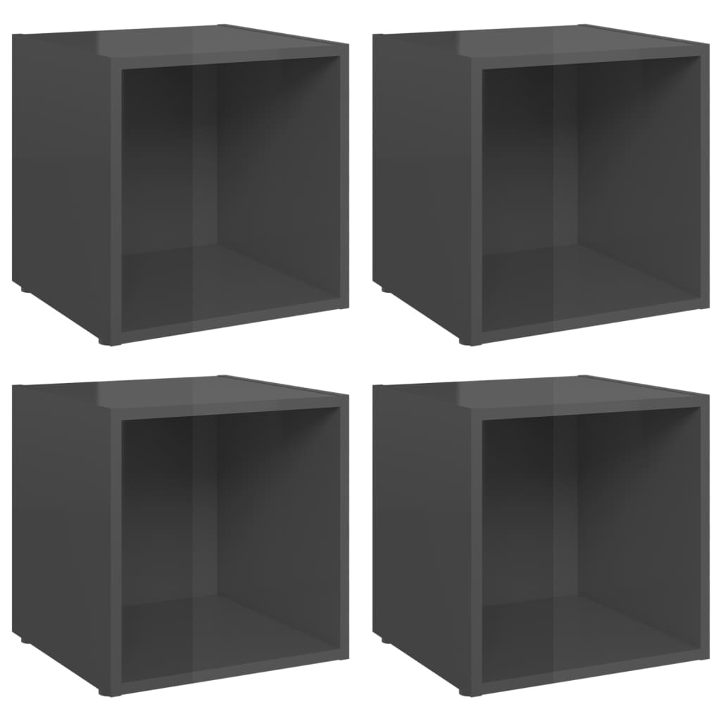 Vidaxl tv-meubelen 4 st 37x35x37 cm bewerkt hout hoogglans grijs