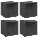 Vidaxl tv-meubelen 4 st 37x35x37 cm bewerkt hout hoogglans grijs