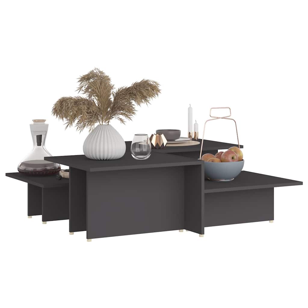 Vidaxl salontafels 2 st 111,5x50x33 cm bewerkt hout grijs