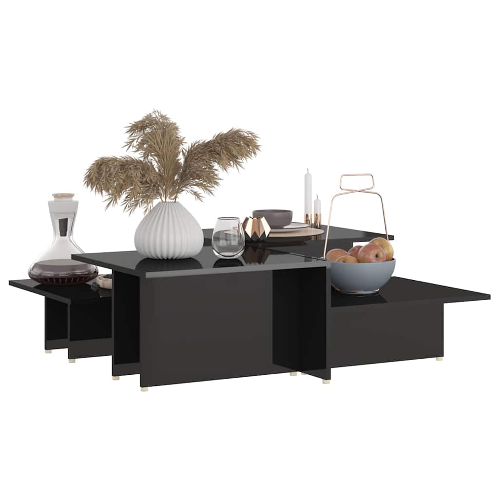 Vidaxl salontafels 2 st 111,5x50x33 cm bewerkt hout hoogglans zwart