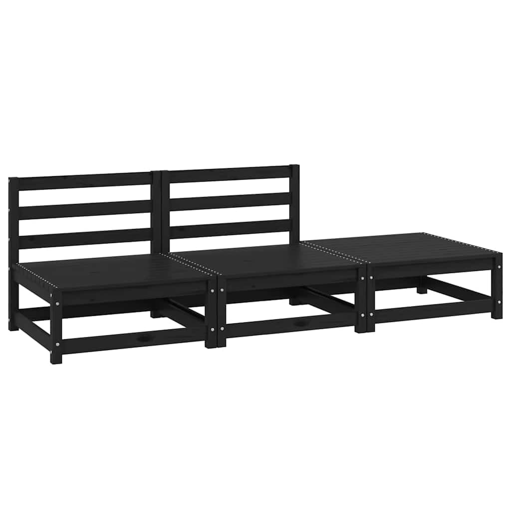 Vidaxl 3-delige loungeset massief grenenhout zwart