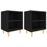 Vidaxl nachtkastjes 2 st met massief houten poten 40x30x50 cm zwart