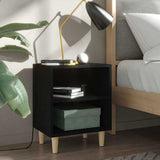 Vidaxl nachtkastjes 2 st met massief houten poten 40x30x50 cm zwart