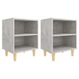 Vidaxl nachtkastjes 2 st met houten poten 40x30x50 cm betongrijs