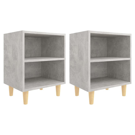 Vidaxl nachtkastjes 2 st met houten poten 40x30x50 cm betongrijs
