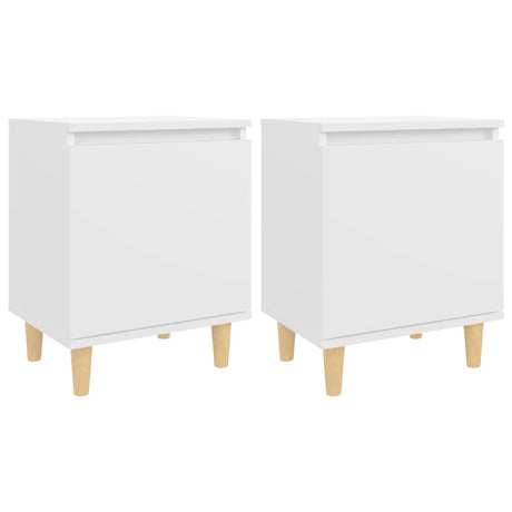 Vidaxl nachtkastjes 2 st met massief houten poten 40x30x50 cm wit