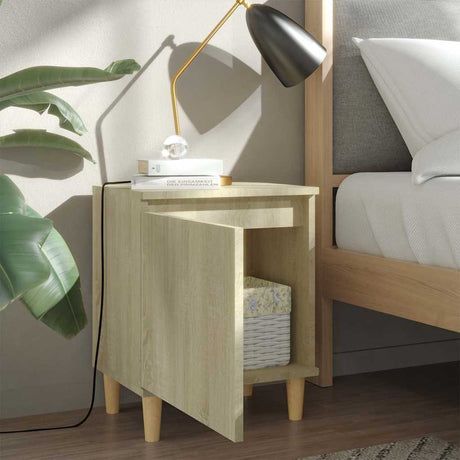 Vidaxl nachtkastjes 2 st met houten poten 40x30x50 cm sonoma eiken