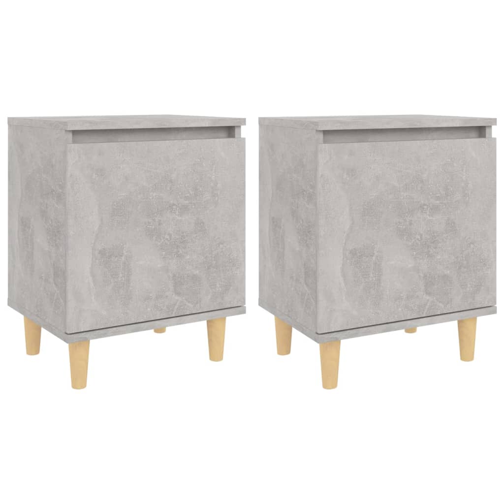 Vidaxl nachtkastjes 2 st met houten poten 40x30x50 cm betongrijs