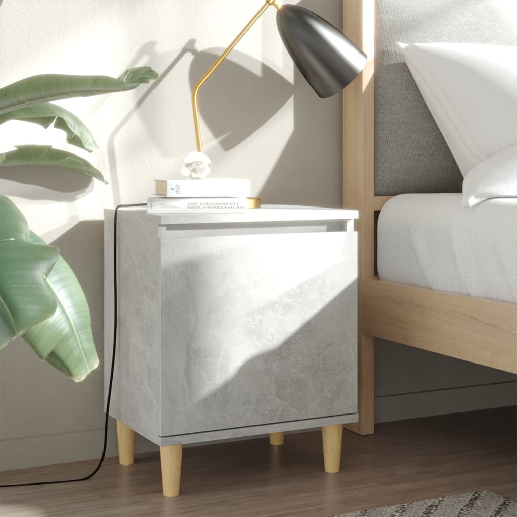 Vidaxl nachtkastjes 2 st met houten poten 40x30x50 cm betongrijs