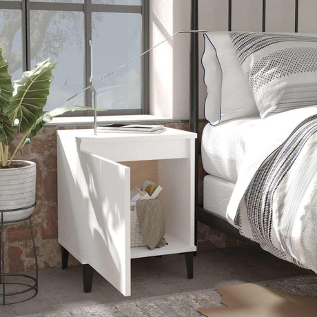 Vidaxl nachtkastje met metalen poten 40x30x50 cm wit