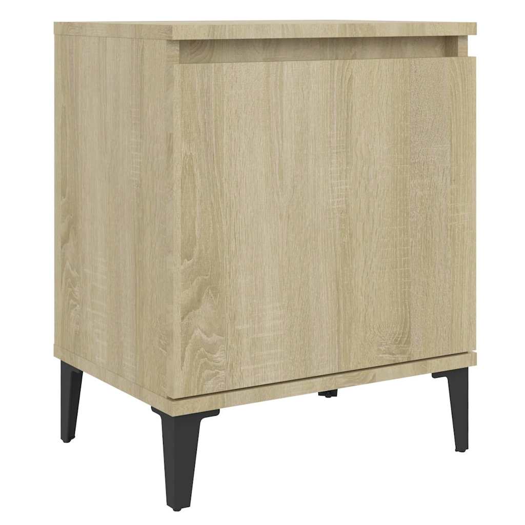 Vidaxl nachtkastje met metalen poten 40x30x50 cm sonoma eikenkleurig