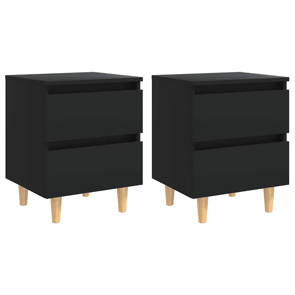Vidaxl nachtkastjes 2 st met grenenhouten poten 40x35x50 cm zwart