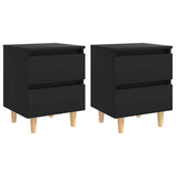 Vidaxl nachtkastjes 2 st met grenenhouten poten 40x35x50 cm zwart