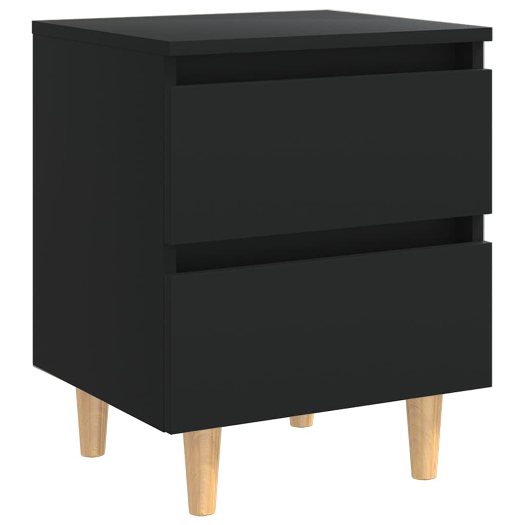 Vidaxl nachtkastjes 2 st met grenenhouten poten 40x35x50 cm zwart