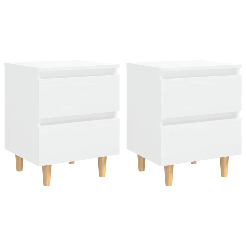 Vidaxl nachtkastjes 2 st met houten poten 40x35x50 cm hoogglans wit
