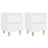 Vidaxl nachtkastjes 2 st met houten poten 40x35x50 cm hoogglans wit